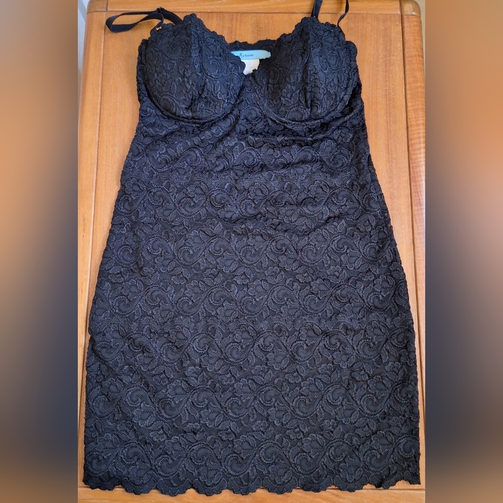 Vintage Marciano Lace Dress Y2K Whimsigoth Vamp Dark Feminine Black Sultry XS
